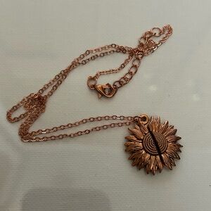 Sunflower “You Are My Sunshine” Necklace 🌻 Rose Gold Tone Double Pendant